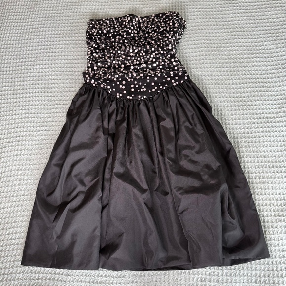 Vintage Morton Myles Formal Dress Womens 4 Black Strapless Bow Prom Hoco 80s 90s - Picture 1 of 10